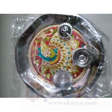 OkaeYa Peacock Design Stainless Steel Pooja ki thali with agarbatti Stand, deep etc